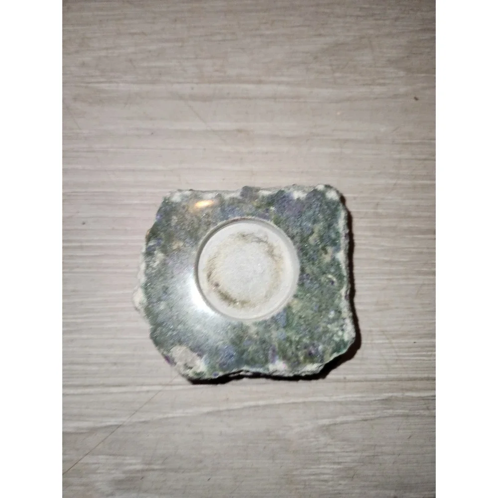 Natural Ruby Zoisite Tea Light Candle Holder Raw Edge Polished Top Specimen